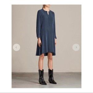 All Saints Tiami Shirt Dress Blue, Drop Waist